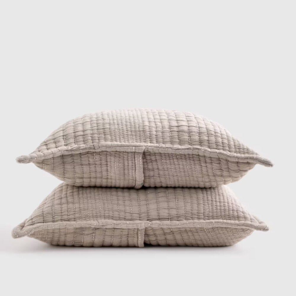 Quince Organic Cotton Channel Matelassé 2 King Shams Taupe 5 ⭐'s OEKO-TEX (Q1-2)
